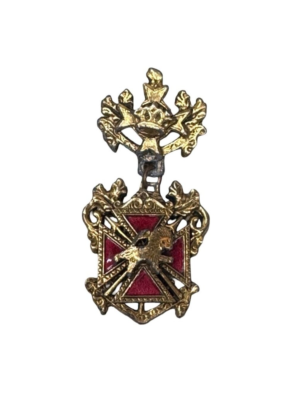 Vintage Gold-Tone Coro Coat of Arms Griffin Enamel Lion Heraldic Brooch Pin